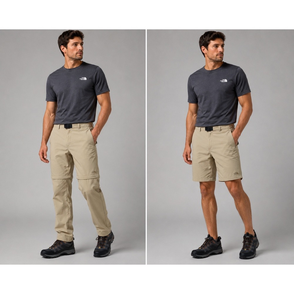 The North Face Paramount Trail Convertible Pants Shorts Mens 40x30 Beige Hiking